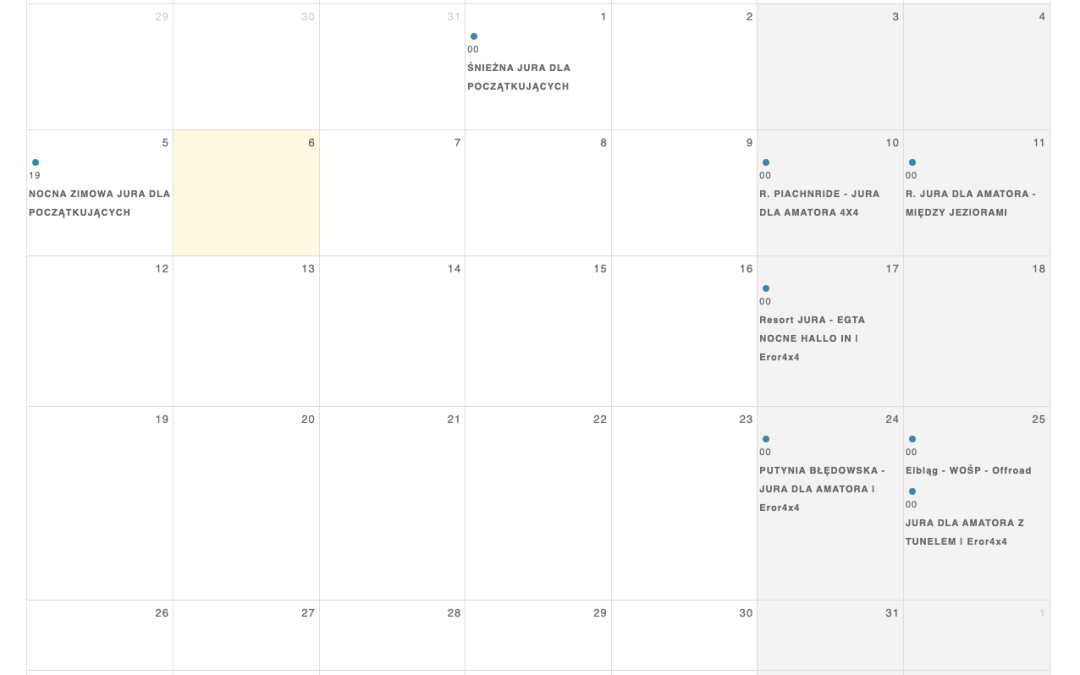 kalendarz imprezowy offroad